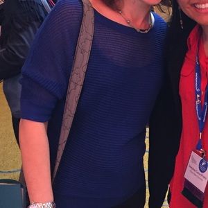 Sparkly blue open knit sweater, M, Apt 9